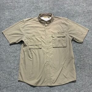 Rugged Earth Outfitter Mens Button Down Shirt Large Vented Fishing Short Sleeve